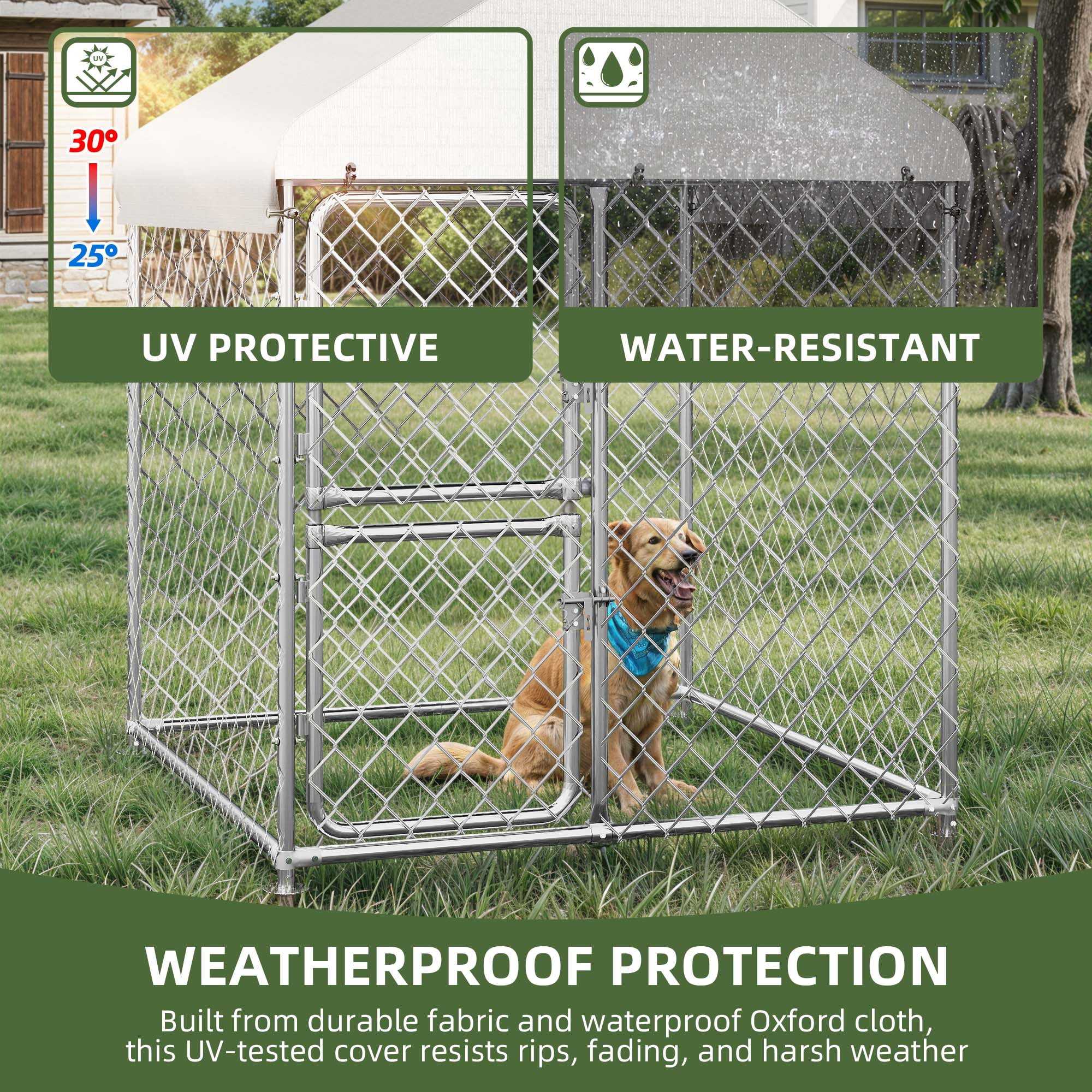 Uforic 4.3×5.4 ft ( 48" x 48" x 64" ) Large Outdoor Dog Kennel,Outside Heavy Duty Shade Dog Pen Playpen Pet Dog Enclosure Crate Dog Run House with UV & Waterproof Cover Fence