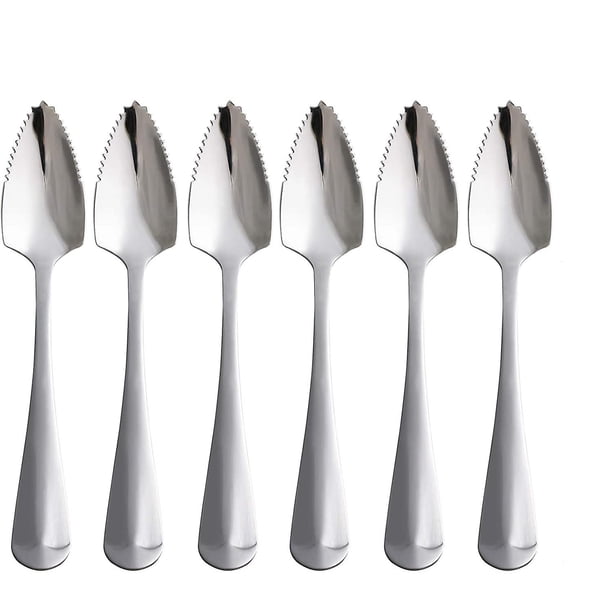Juego de cucharas dentadas para pomelo: vajilla con acabado espejo para cítricos y más, 6 piezas