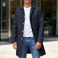 thumbnail image 6 of Miqool Mens Trench Coat Turndown Collar Button Down Long Sleeve Mid Length Winter Casual Business Outerwear Overcoats with Pockets M-XXXL, 6 of 9