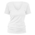 thumbnail image 5 of JYLPZYR Loose Tops for Women Women's Solid Color Deep V Neck Fashion Sexy Short Sleeve T Shirt Short Sleeve(White,L), 5 of 6