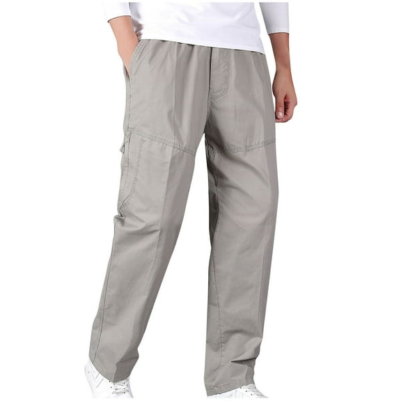 hoksml Work Pants for Men, Big and Tall Lightweight Cargo Pants Elastic Waistband Drawstring Straight Leg Loose Fit Casual Pants L-6XL