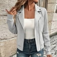 thumbnail image 3 of TGSLY Women's Jacquard Jacket Lightweight Zip Up Long Sleeve Cropped Biker Style Coat Dressy Casual Solid Color Moto Lapel Jacket with Pocket XXL, 3 of 10