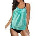 thumbnail image 2 of Maillot de Bain Tankini Deux Pièces Push-Up Imprimé Solide pour Femmes, 2 of 6