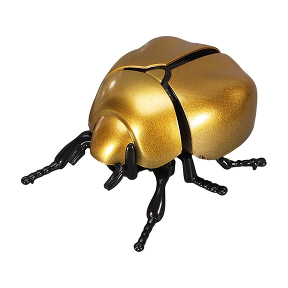 Metallic Beetle Shaped Desk Decor Figurine, Wind-Up Interactive Insect Model Toy with Moving Parts for Office & Home Shelves Ornament, Adult Gifts