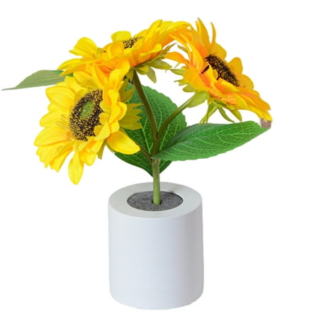 

LED Sunflower Night Light Brightness Adjustable Potted Flower Bedside Lamp for Home Bedroom
