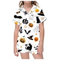 thumbnail image 5 of Landzoo Halloween 2 Piece Infant Boys Girls Pajamas Set Graphic Print Short Sleeve Notch Neck Loungewear With Shorts Outfit Fall Casual Homewear For Kids Size 1-2 Years Dark Blue, 5 of 5