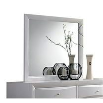 Hollywood Regency Mirror - 39" x 35" White Framed Wall Mirror for Bedroom Decor