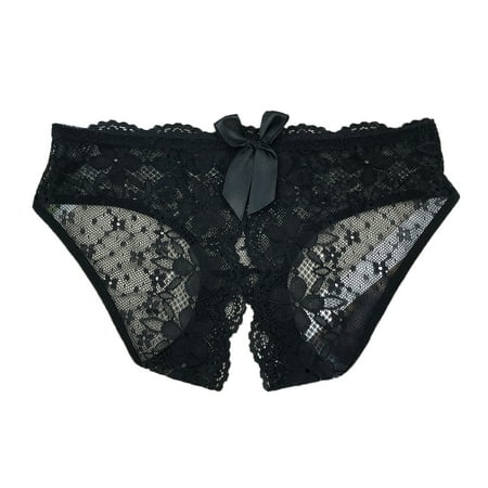 Crotchless Thong 1PC Black Lace Underwear Funny Thongs Women S Lace Panties Sexy L