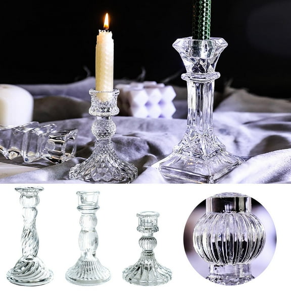 A Candlestick Clearance! Nomeni French Retro Crystal Candle Holder Glass Candlelight Dinner Decoration Wedding Decoration A, Home Decor Promotion Sale!