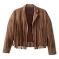 thumbnail image 2 of Girls Fringe Jackets Kids Cow Girl Western Tassels Motorcycle Cardigan Cropped Coats 5 14 Years, 2 of 8