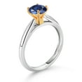 thumbnail image 3 of 925 Sterling Silver with 10K Yellow Gold Blue Created Sapphire Solitaire Engagement Ring for Women (1.00 Cttw, Gemstone September Birthstone, Round 6MM, Available in Size 5, 6, 7, 8, 9), 3 of 4