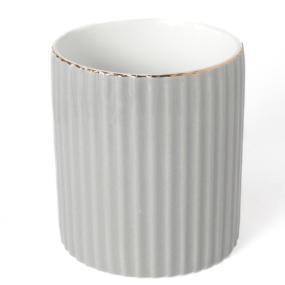Soporte para bolígrafos CROWNOS, vaso organizador de cerámica para lápices, color gris