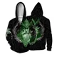 thumbnail image 3 of Sudadera con capucha y cremallera con estampado de lobo elegante Sudadera moderna y versátil para hombre Ropa informal y cómoda para hombre Sudadera para hombre, 3 of 5