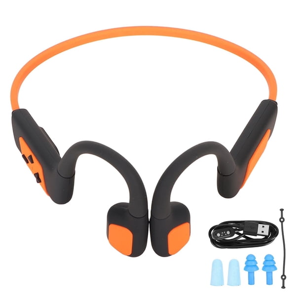 32GB Open-Ear Bone Conduction Headphones, IPX8 Waterproof Wireless Bluetooth Earphones for Swimming, Diving, Sports, Orange
