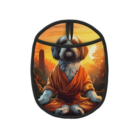 

Lukts Cartoon Puppy Sunset Print Silicone Pot Mat Mitten With Hanging Loop Heat Resistant Oven Mitts Non-Slip Bbq Baking Smoking Potholders