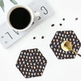 thumbnail image 4 of Yiaed Snowflake Cream Hot Cocoa Print Leather Coasters for Drinks - Cup Coasters Coffee Table Kitchen Table Bar, Home & Office Gifts Handmade Drink Coasters-Hexagon, 4 of 6