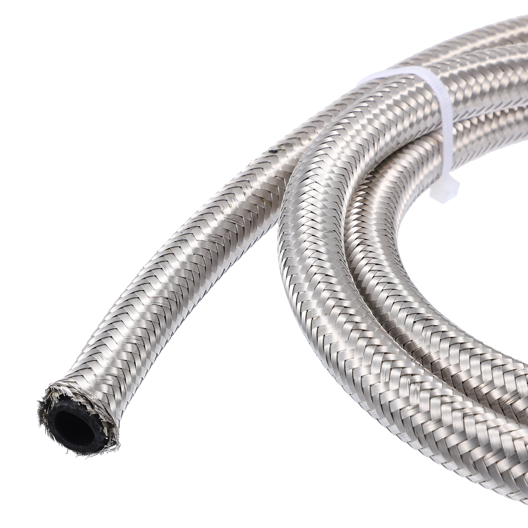 Unique Bargains 20ft 10AN Fuel Hose AN10 Universal Car Braided Stainless Steel CPE Oil Fuel Gas Line Hose Silver Tone