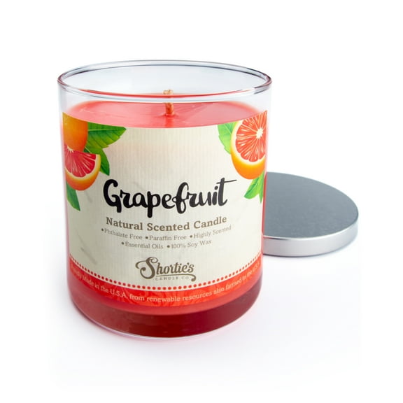 Grapefruit Highly Scented Natural Soy Candle, Essential Fragrance Oils, 100% Soy, Phthalate & Paraben Free, Clean Burning, 9 Oz.