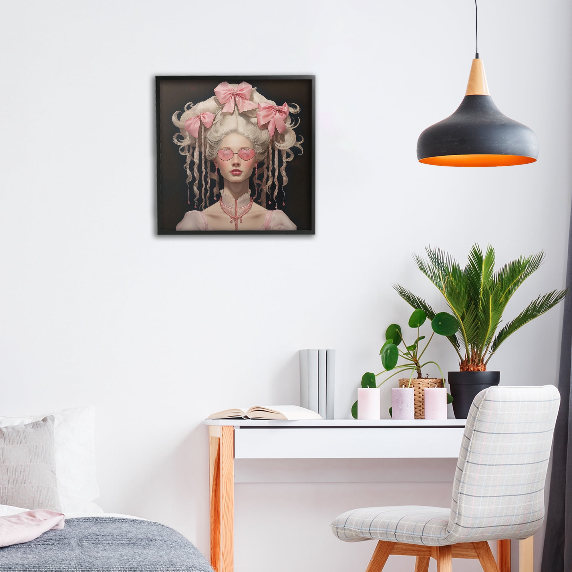 Stupell Industries Rococo Woman Opulent Ribbons Black Framed Giclee Art, design by Grotto Studios