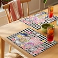 thumbnail image 4 of Bunny Easter Placemats Set of 8 Eggs Plaid Spring Floral Black White Farmhouse Place Mats Indoor Wipeable Table Mats Washable Dining Table Placemats for Kitchen Holiday Party Home Decor 13x19 Inch, 4 of 9