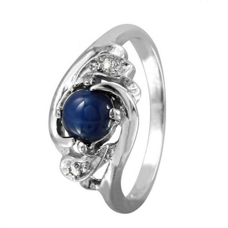 Foreli 1.01CTW Star Sapphire And Diamond 10k White Gold Ring