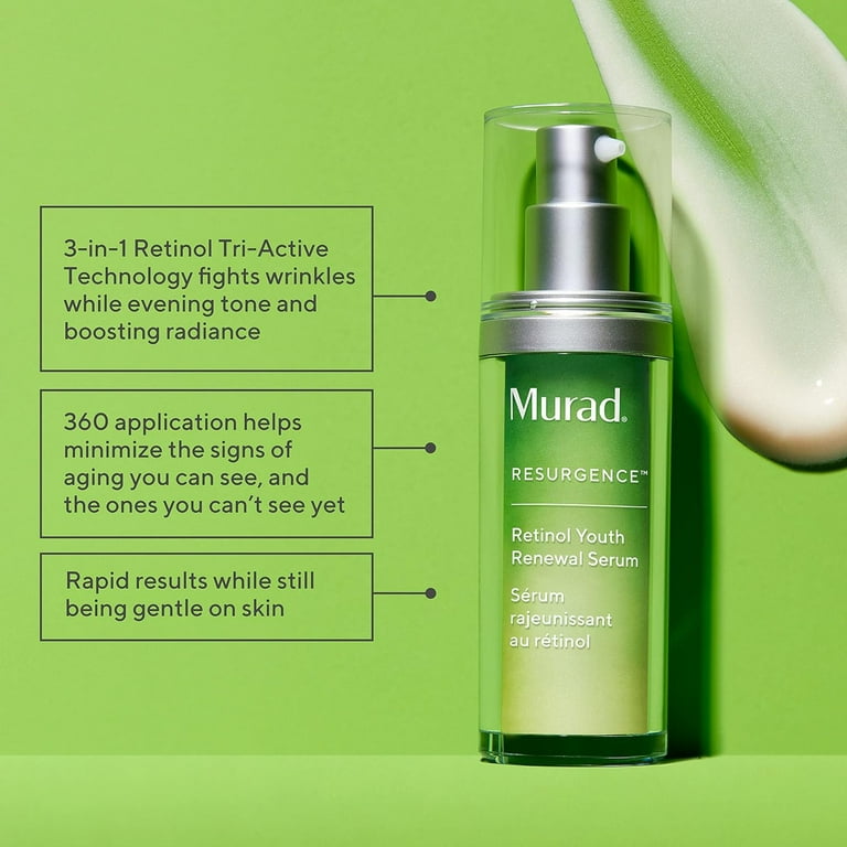 Murad Retinol Youth Renewal Serum - Resurgence Smooths Lines and Wrinkles  on Face and Neck - Gentle Anti-Aging Hydrating Hyaluronic Acid Treatment 
