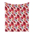 thumbnail image 1 of Poppy Flower Soft Flannel Fleece Throw Blanket, Colorful Combined Mixed Poppy Petals Pattern Spring Garden Theme Paint Effect, Cozy Plush for Indoor and Outdoor Use, 60" x 80", Blue Red, by Ambesonne, 1 of 6