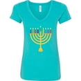 thumbnail image 3 of Inktastic Hanukkah Menorah Candles Women's V-Neck T-Shirt, 3 of 5