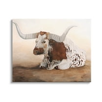 Stupell Longhorn Cattle Resting Painting Animals & Insects Painting Gallery Wrapped Canvas Print Wall Art