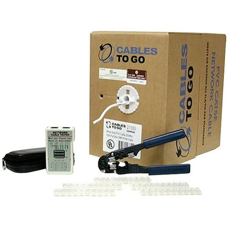 500ft Cat5e Bulk Unshielded (utp) Network Cable With Stranded Conductors Installation Kit - In-wall Cm-rated - Gray