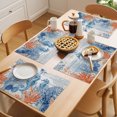 thumbnail image 5 of Blue Red Seahorse Coastal Placemats Set of 8 Summer Beach Coral Nautical Wood Place Mats Indoor Wipeable Table Mats Washable Dining Table Placemats for Kitchen Holiday Party Home Decor 13x19 Inch, 5 of 9
