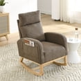 thumbnail image 6 of SYNGAR Fabric Upholstered Rocking Chair with Solid Wood Base and 2 Side Pockets, Mid Century Modern Nursery Rocking Armchair Tall Back for Home Office Living Room Bedroom Balcony, Coffee, 6 of 13