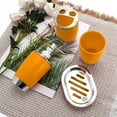 thumbnail image 6 of Unique Bargains 1 Set Elegant Soap Pump Dispenser Toothbrush Holder and Soap Dish Set for Bathroom for Laundry Rooms Orange, 6 of 6