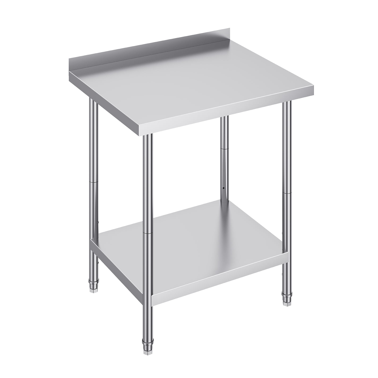 KFFKFF 30" x 24'' Stainless Steel Work Table, Commercial Work Table with Backsplash, Adjustable Height, Ideal for Food Preparation in Restaurants, Homes, and Hotel