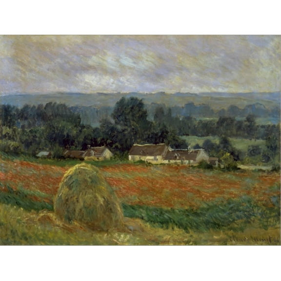 Art.com Haystack at Giverny Stretched Canvas Print Wall Art by Claude Monet, 24" x 18"