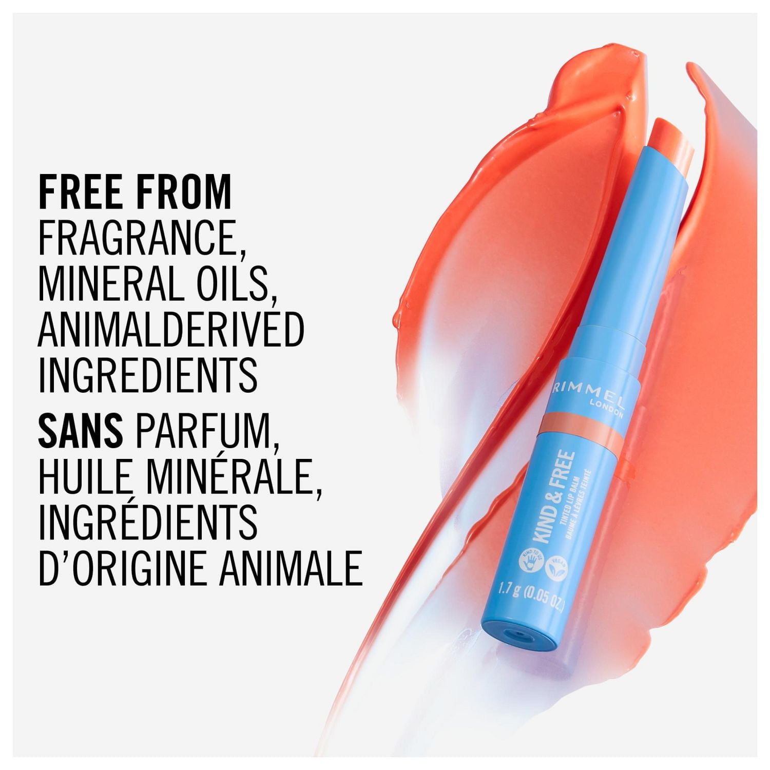 Rimmel Kind & Free™ Tinted Lip Balm, Hydrating, Lightweight, Vegan Formula, Light coverage