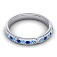 thumbnail image 3 of 0.30 Carat Round Cut Blue Topaz & Blue Sapphire Gemstone Stunning Engagement Eternity Band for Ladies Solid 18K White Gold Size 10.5 by Diamond-Capitals, 3 of 8