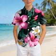 thumbnail image 2 of Xudanell Boys Hawaiian Shirt Kids Tropical Aloha Shirt Button Down Short Sleeve Beach Summer Luau Party Shirt 7-14 (12-13 Years,Hot Pink), 2 of 6