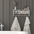 thumbnail image 3 of Merrick Lane 5.5” x 23.5” Whitewashed 2-Tier Wall Mount Storage Rack with Upper Shelf, 3 of 12