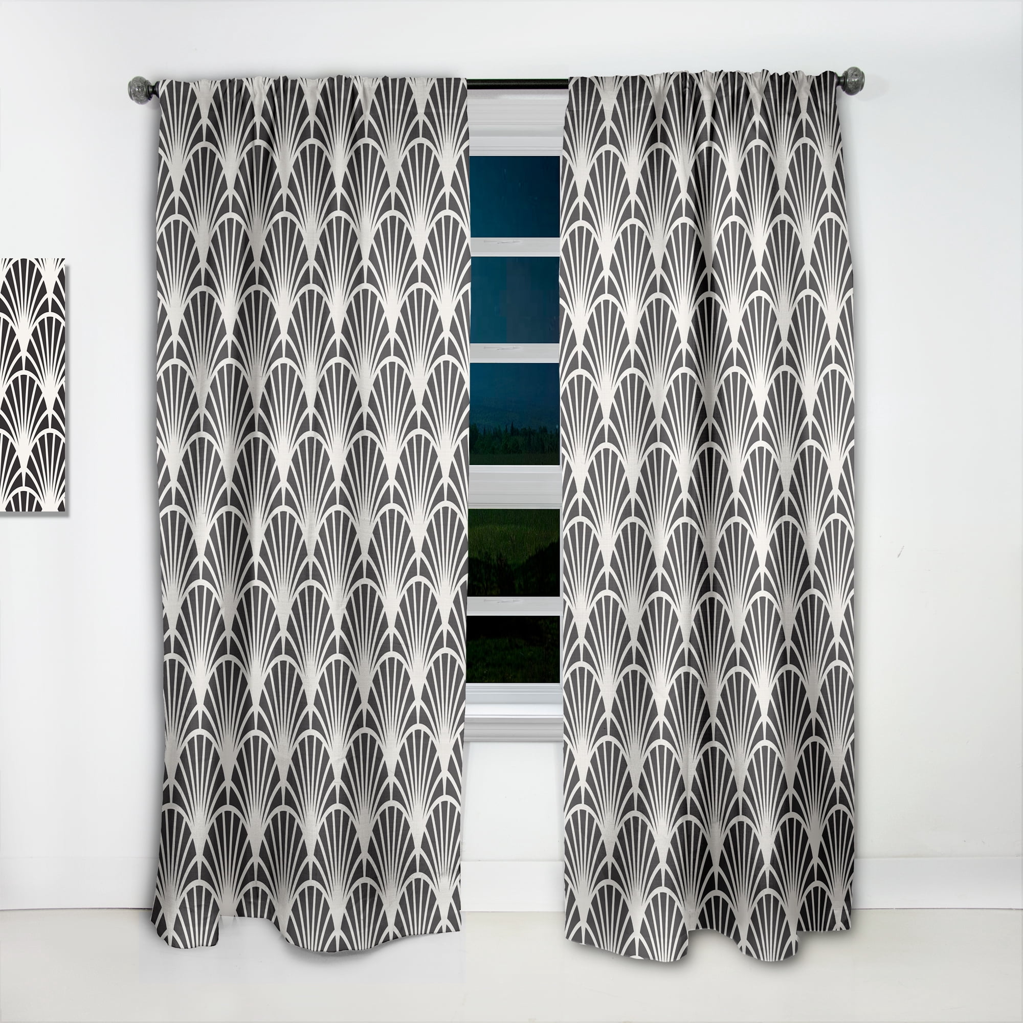 Designart 'Deco Waves Retro Art I' Mid-Century Modern Curtain Panel