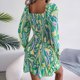 thumbnail image 4 of Moda mujer Casual cuello cuadrado impreso manga larga camiseta otoño blusa cadera paquete vestido pulóver Tops Pompotops  hdfakjf9756, 4 of 8