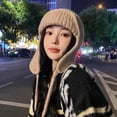 thumbnail image 4 of Guiexla Women Knitted Hat Earflap Beanie Super Soft Solid Color Thickened Windproof Cold Weather Fashion Knitted Cap, 4 of 8