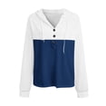 thumbnail image 6 of Women Casual Hooded Two Color Splicing Printing Drawstring Long Sleeves Button Sweatshirt Hoodie Top, 6 of 6