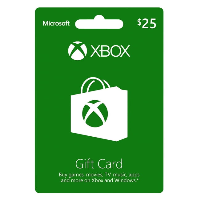 Tarjeta de regalo Microsoft Xbox de 25 dólares