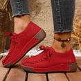 thumbnail image 2 of Dakaela Women's Slip on Casual Boat Shoes Lightweight Lace up Flat Walking Loafers Platform Wedge Office Work Shoes Red 6.5, 2 of 8