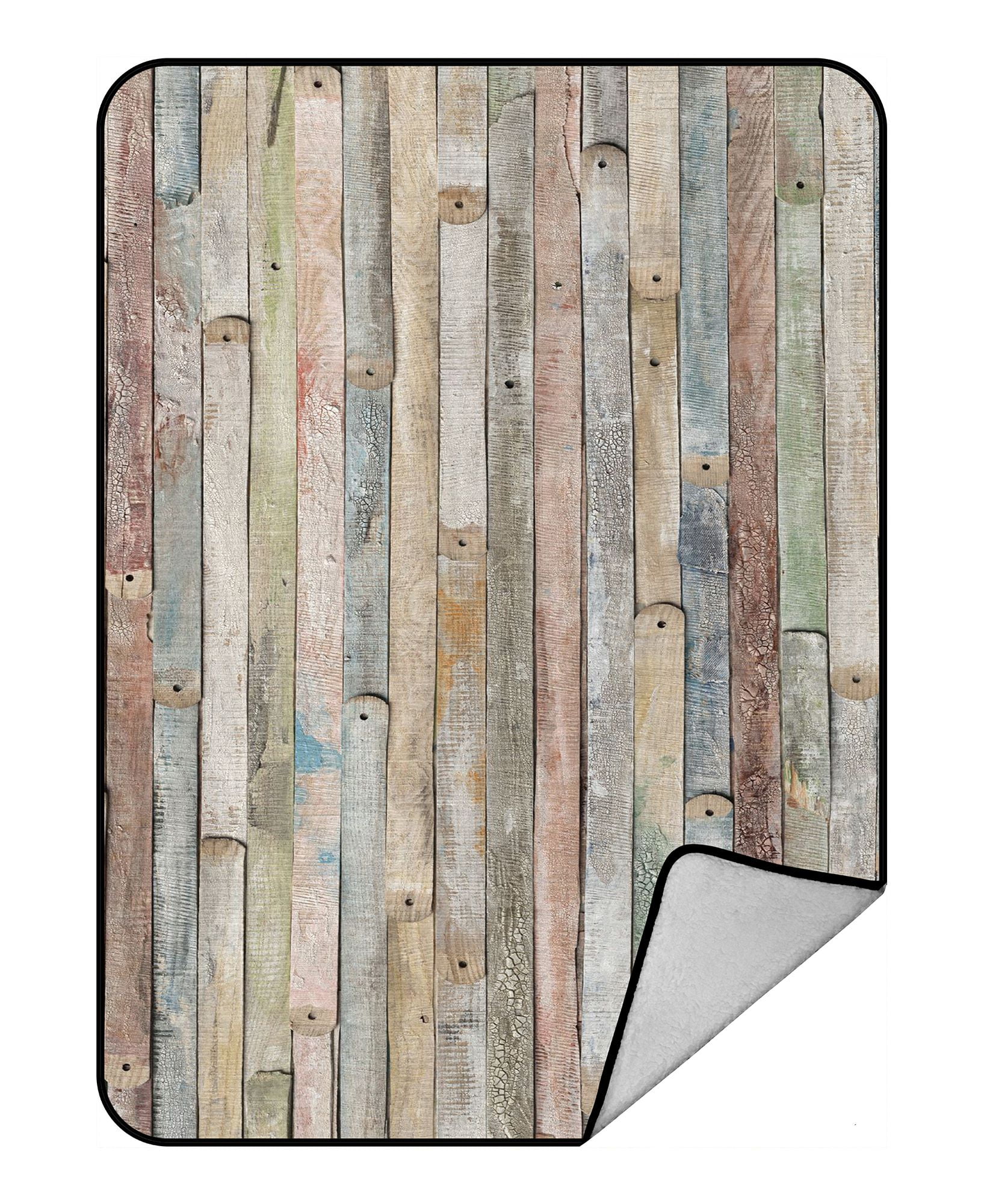 ZKGK Rustic Old Barn Wood Blanket Crystal Velvet Front and Lambswool