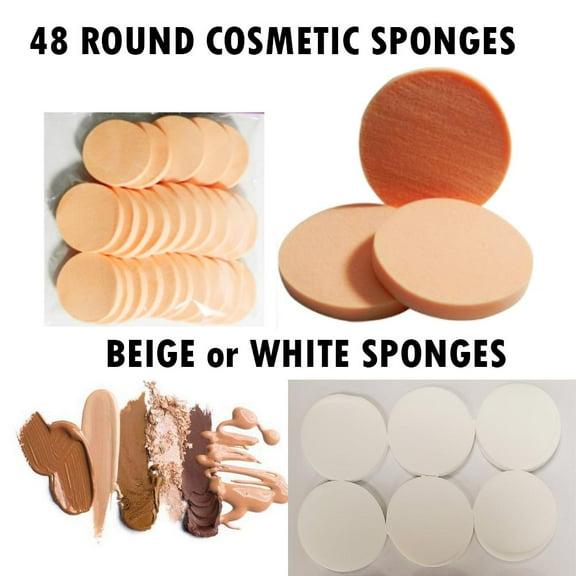 48 Cosmetic Sponge Round Foam Pad Make Up Applicator Foundation Powder Blender