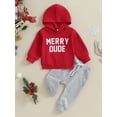 thumbnail image 3 of Newborn Baby Boy Christmas Outfits 3M 6M 12M 18M 24M 3Y Long Sleeve Letter Hoodie+Trousers Set Toddler Fall Winter Clothes, 3 of 10