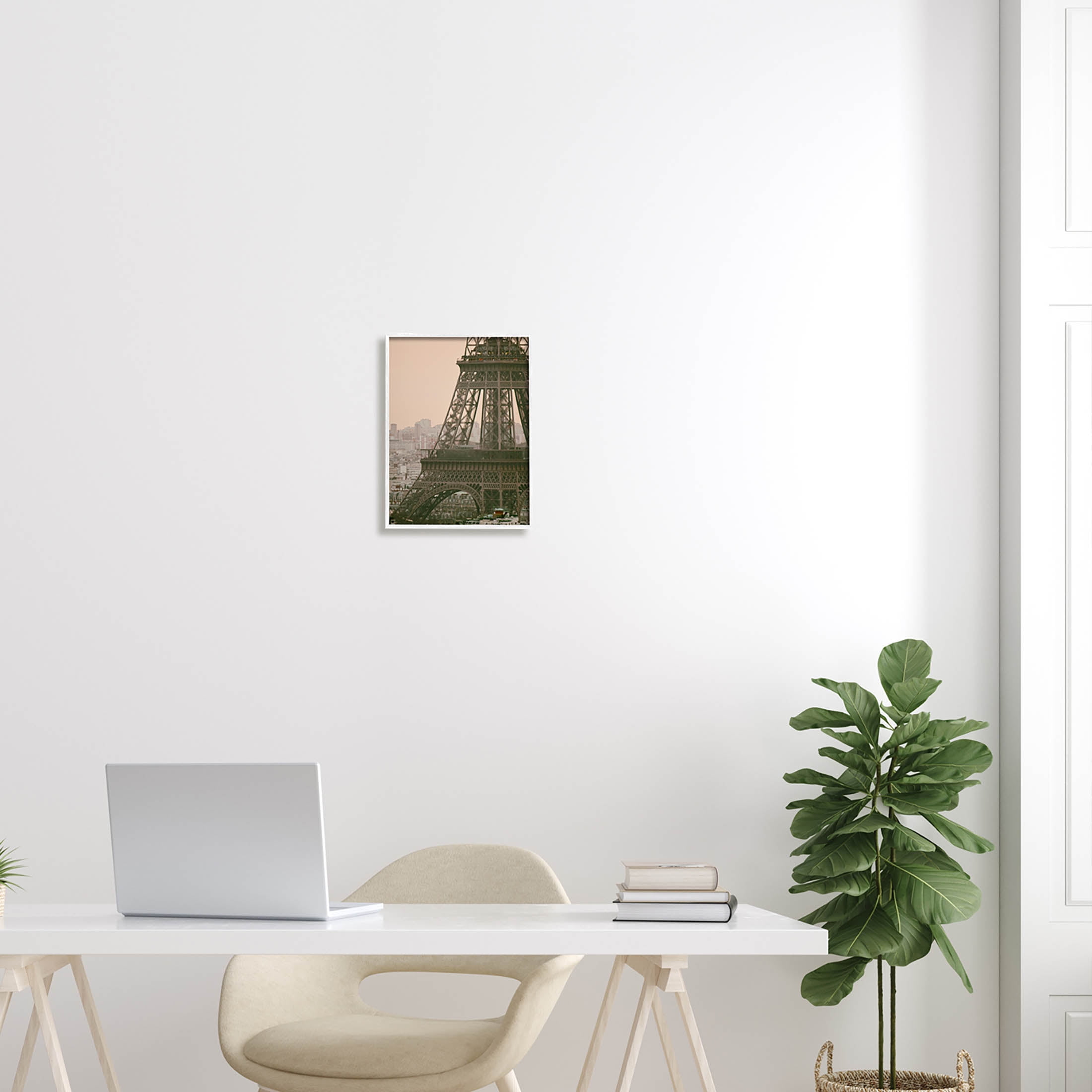 Eiffel Tower Paris Skyline Town & City Photograph White Framed Art Print Wall Art