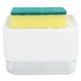 thumbnail image 3 of Soap Pump Dispenser And Sponge Holder, 250 ML Dish Soap Dispenser, With A Drain Rack 2 In1 For Sink Countertop White, 3 of 8